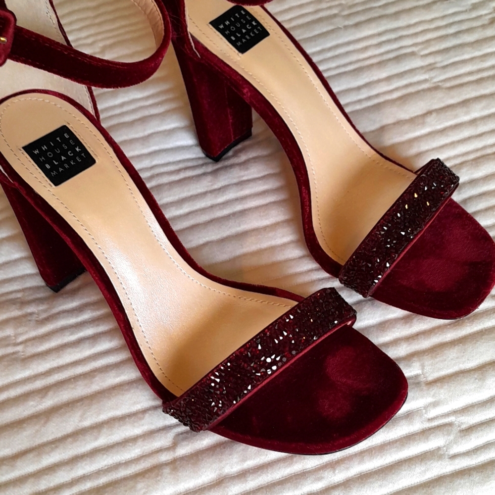 Shoes, size 61/2M, burgundy with coordinating rhinestones.